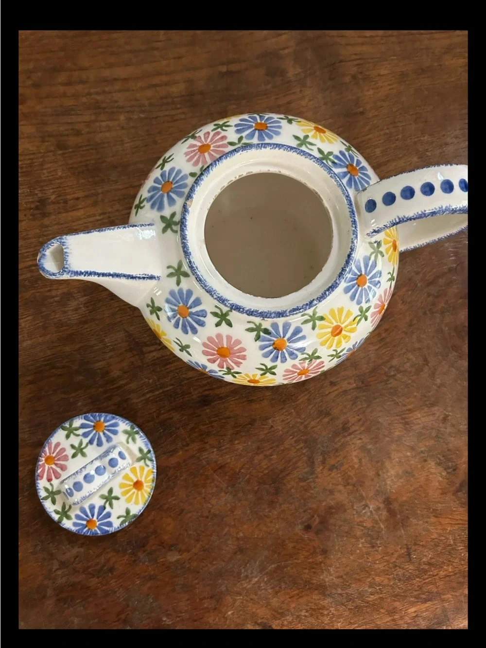 Vintage Germany Hand Painted Teapot Kettle Flowers Floral Details